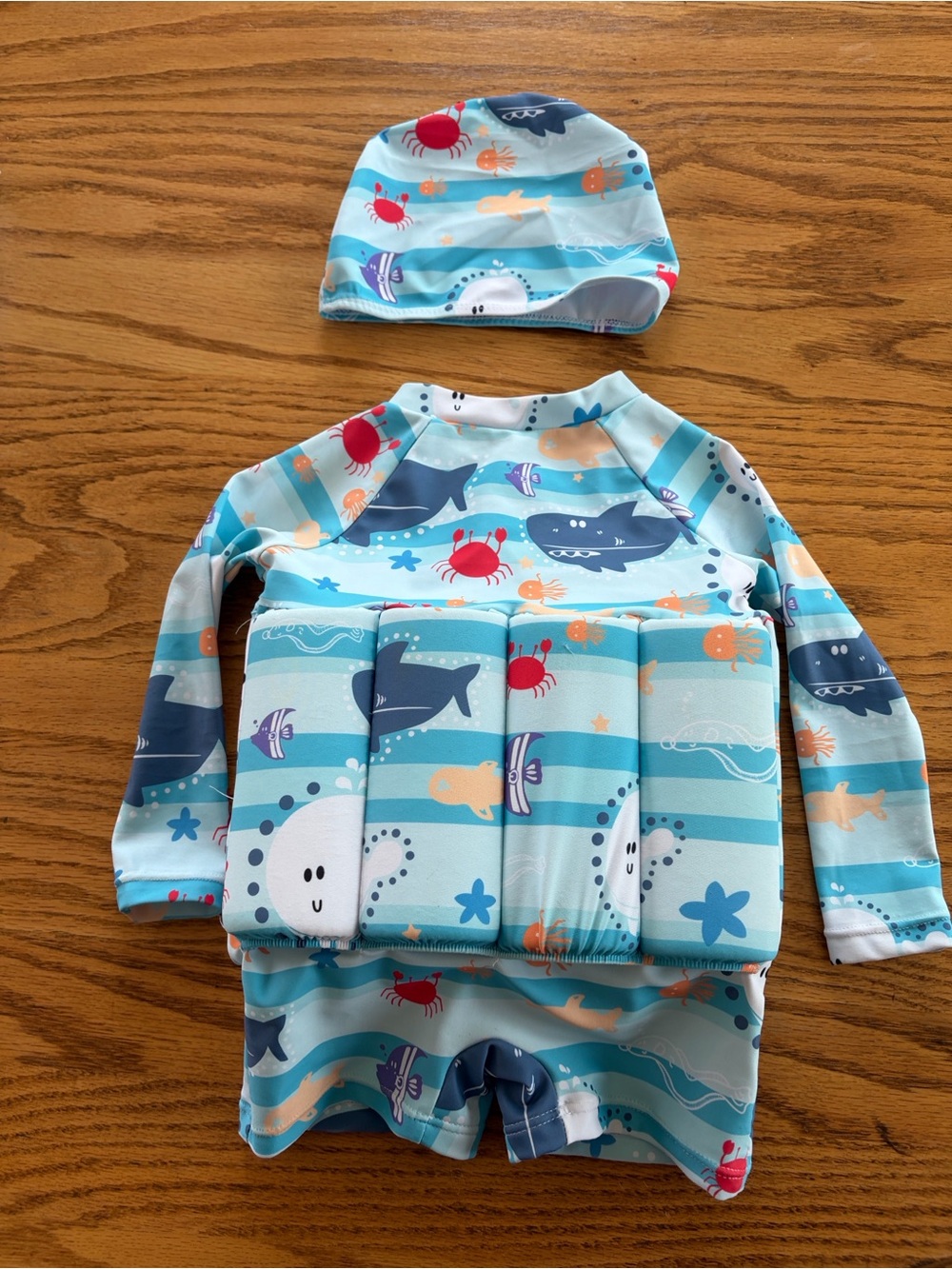 Kids Blue Ocean Print Swim Suit